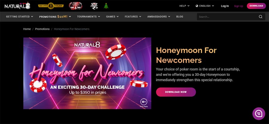 screen promo Natural8 welcome bonus