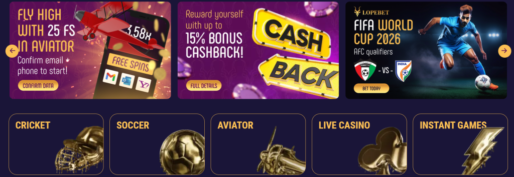 Diverse Range of Online Slot Games Featured on Lopebet Casino